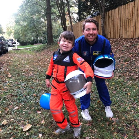 Finn and his dad dressed up for Halloween